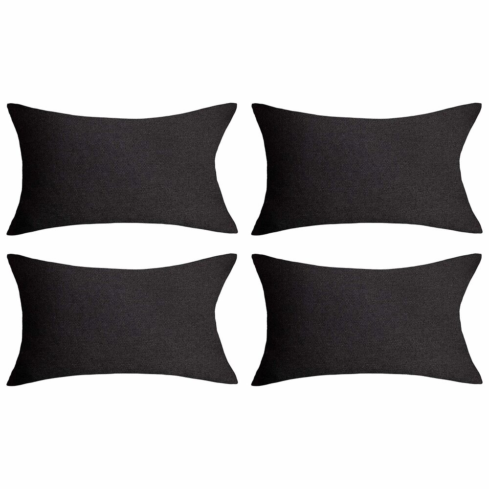 4477 12x20 Pillow Cover Spring Black Outdoor Pillows for Patio Set of 4